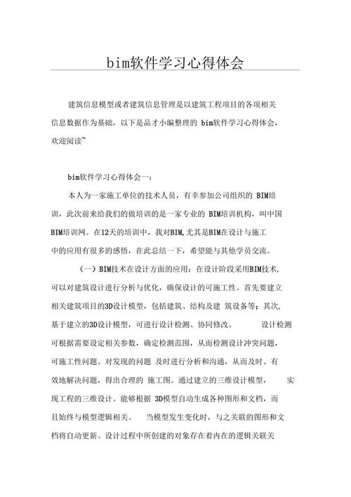 个人心得体会：BIM课程的独特感悟（500字）