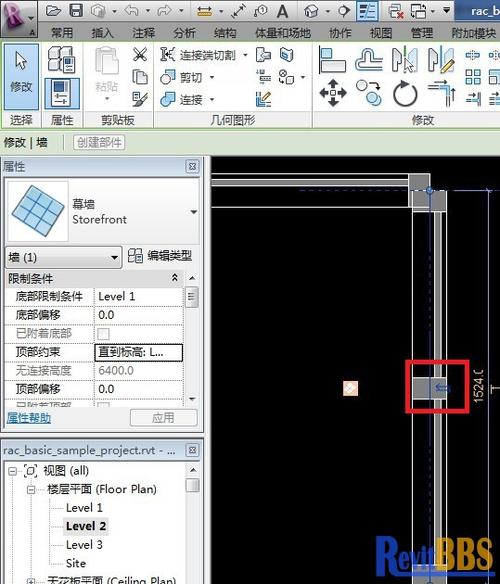 在幕墙中嵌入门的Revit操作步骤 - BIM,Reivt中文网