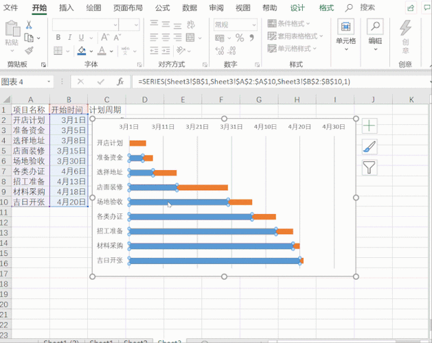 如何将Excel甘特图的时间刻度改为以小时为单位