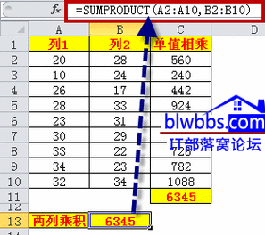 Excel中求和后再求乘积的函数应该使用哪个？ - BIM,Reivt中文网