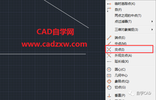 操作方法：如何捕捉CAD中两条线的延长线交点 - BIM,Reivt中文网