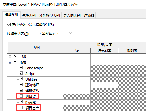 显示revit项目基点和测量点