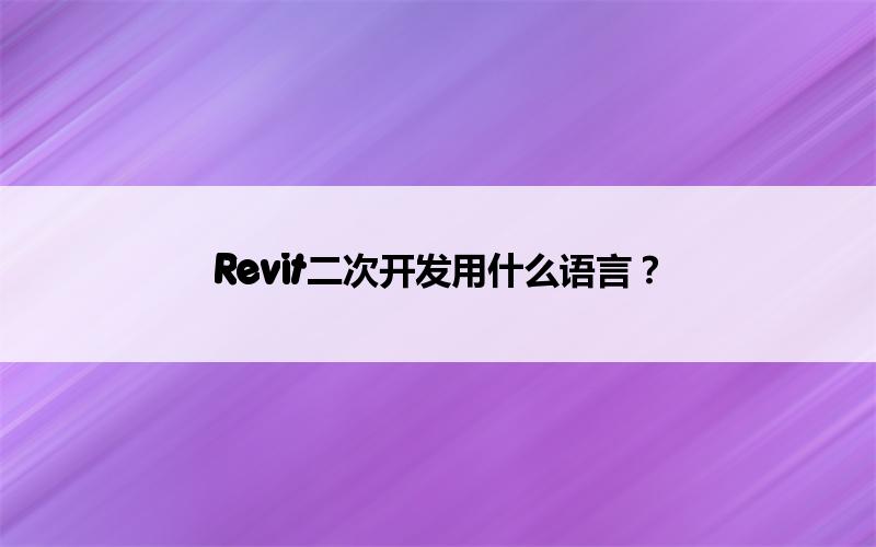 BIM,Revit中文网-Revit二次开发用什么语言？