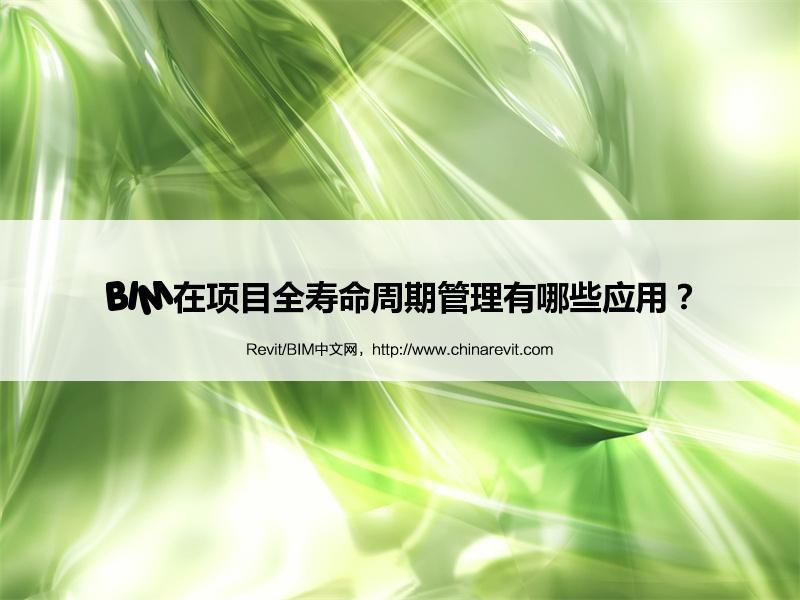BIM,Revit中文网-BIM在项目全寿命周期管理有哪些应用？