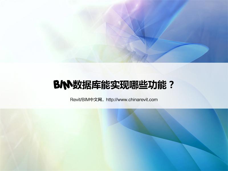 BIM,Revit中文网-BIM数据库能实现哪些功能？