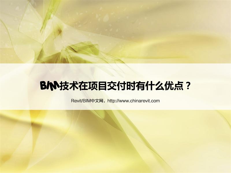 BIM,Revit中文网-BIM技术在项目交付时有什么优点？