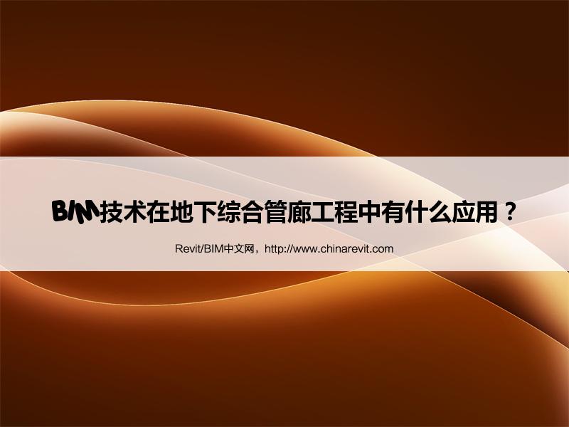 BIM,Revit中文网-BIM技术在地下综合管廊工程中有什么应用？