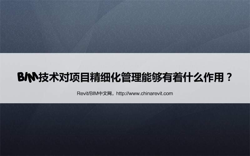 BIM,Revit中文网-BIM技术对项目精细化管理能够有着什么作用？