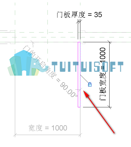 6.png 腿腿教学网-Revit教程 | Revit中如何运用参数控制门族的开启角度