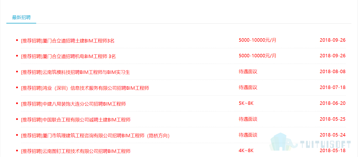 最新招聘信息.png 腿腿教学网-BIM工程师的岗位职责有哪些呢