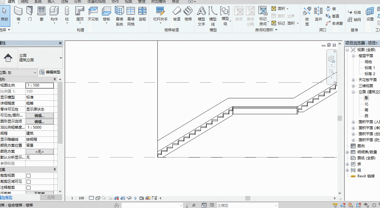 GIF1.gif 腿腿教学网-Revit教程 | Revit 如何在斜墙上绘制栏杆