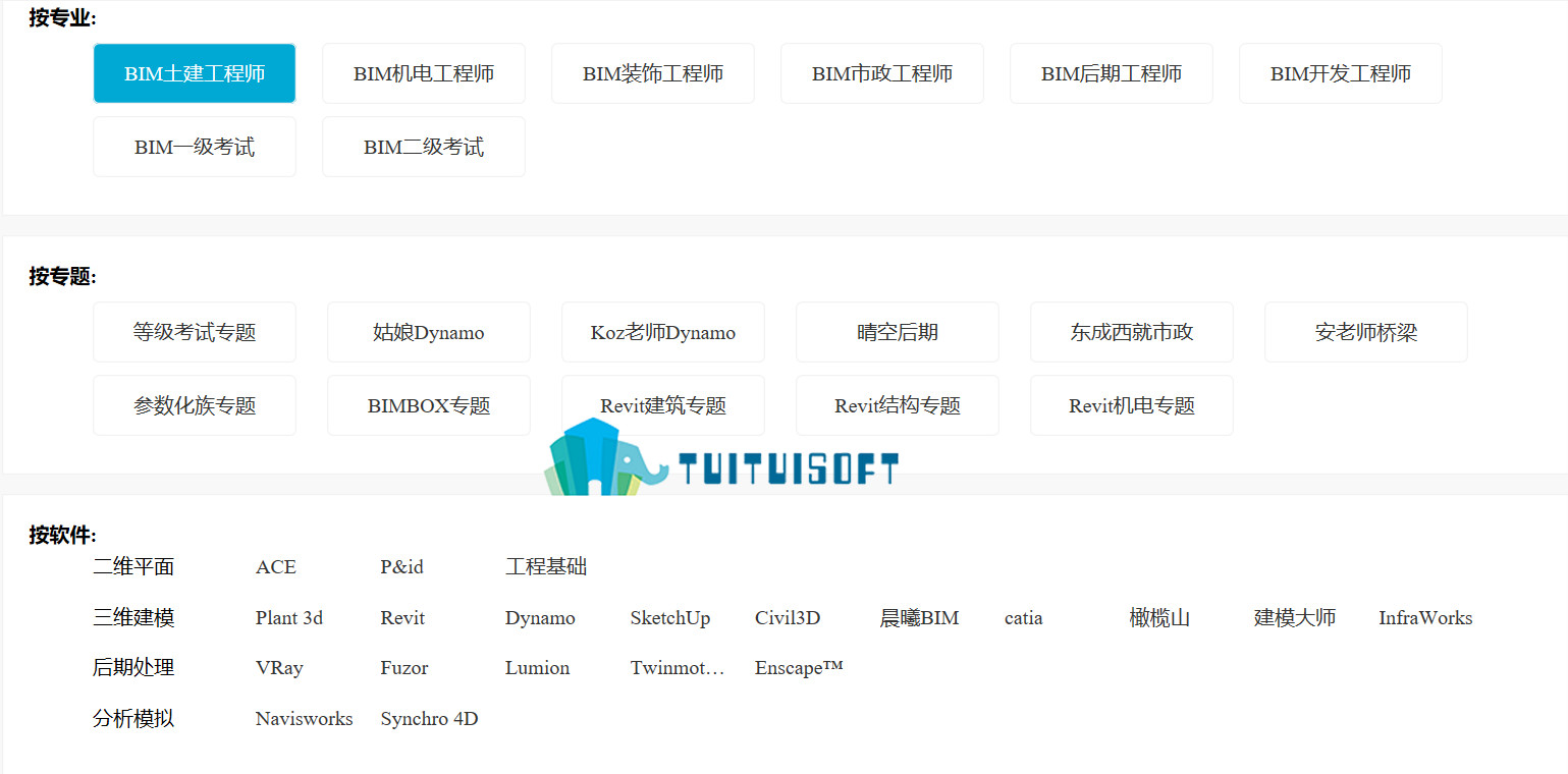 腿腿教学网-BIM软件教学网站推荐