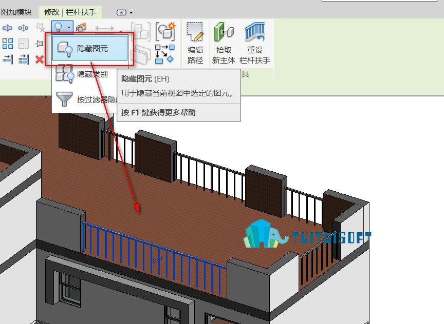 2018-11-16_204327.jpg 腿腿教学网-Revit隐藏和取消隐藏工具如何使用?