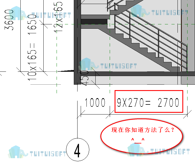 004.png 腿腿教学网-revit模型注释尺寸标注楼梯数据