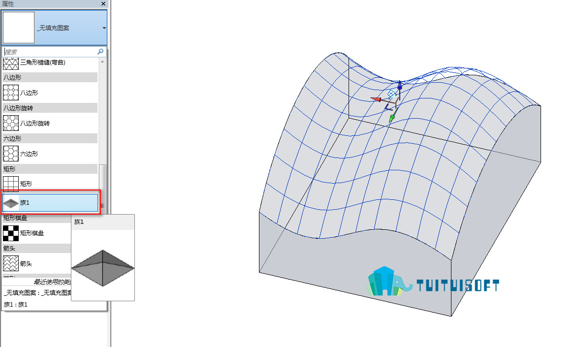 腿腿教学网-Revit中利用内建体量创建幕墙以及幕墙嵌板的创建填充（二）