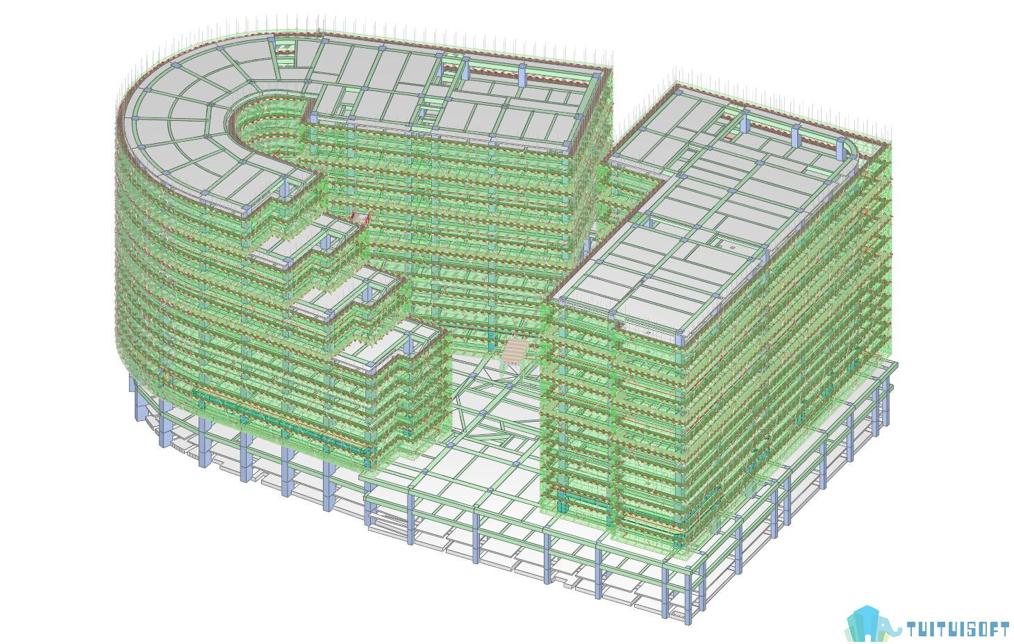 三维模型图片.jpg 腿腿教学网-建筑BIM模型长什么样?某案例BIM模型展示