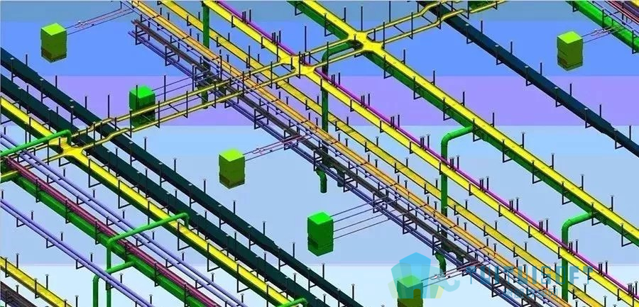 腿腿教学网-“BIM+综合支吊架”如何解决有限空间中的管线布置？