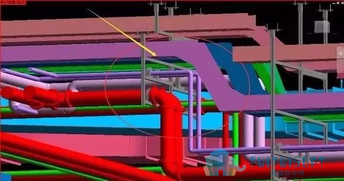 腿腿教学网-“BIM+综合支吊架”如何解决有限空间中的管线布置？
