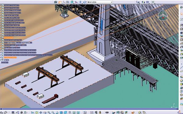 组装后的大桥主体结构、临时设施及场地布置 腿腿教学网-BIM案例:BIM怎么辅助桥梁建设?以新白沙沱长江特大桥为例