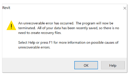 image.png 腿腿教学网-revit不可恢复的错误是什么?注销Revit时出现“出现不可恢复的错误”