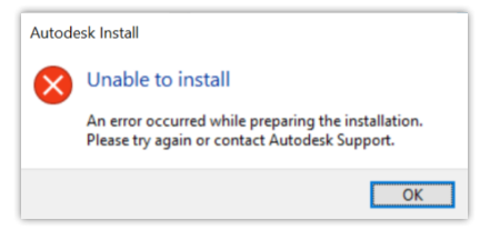 腿腿教学网-Autodesk提示无法安装是为什么？安装Autodesk产品时出现准备安装时出错