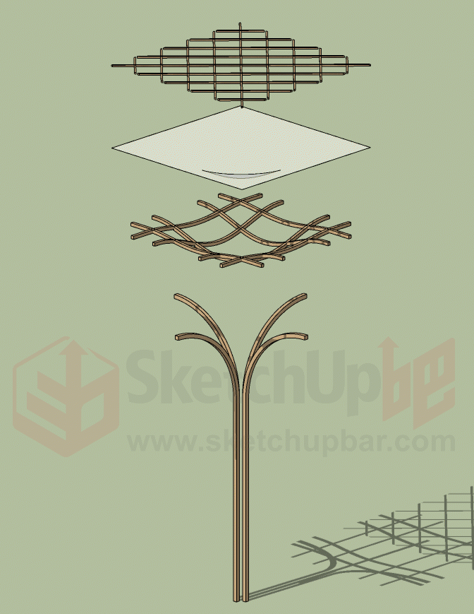SketchUp,SketchUp技巧 腿腿教学网-如何用SketchUp做廊架建模?小白都能学会!