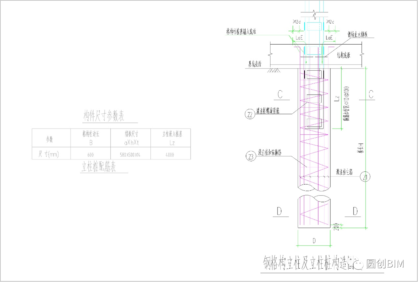 腿腿教学网-Revit技术分享：钢格构柱与立柱桩在倾斜底板上的布置方法