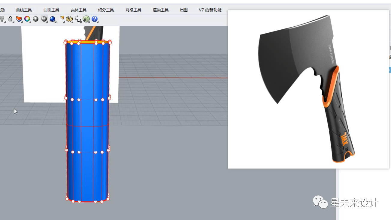 12067bcda7f99791ccc6282fbdbd3e9c.png 腿腿教学网-Rhino怎么建斧头?钣金战斧Rhino犀牛建模案例分享