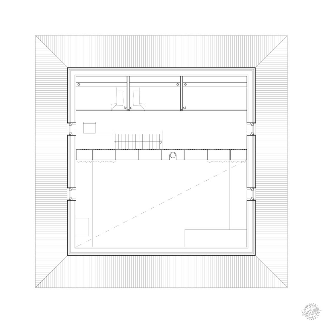 金属帽顶的海边小屋——在荒野环境的狭小地块创作建筑的大胆尝试第12张图片