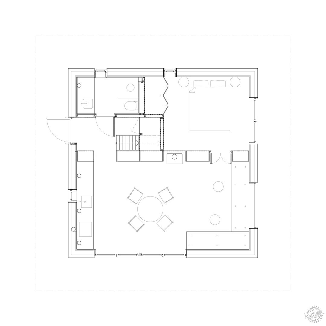 金属帽顶的海边小屋——在荒野环境的狭小地块创作建筑的大胆尝试第13张图片