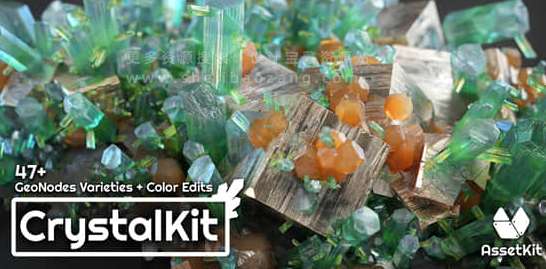 逼真水晶生长场景资产预设 Crystal Kit – 3D Asset Kit v1.2+使用教程，官方最新版下载！