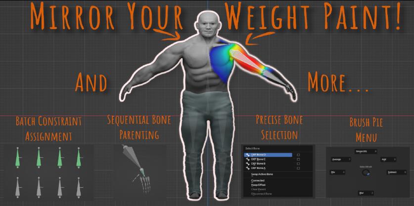 骨骼编辑权重绘制工具 Weight Paint and Bones A Blender Toolkit v1.1.0网盘下载