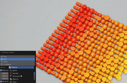 Blender分类排列场景材质插件 Distribute & Sort Tool V1.0.7，永久使用！