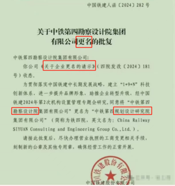 铁四院也要改名了！