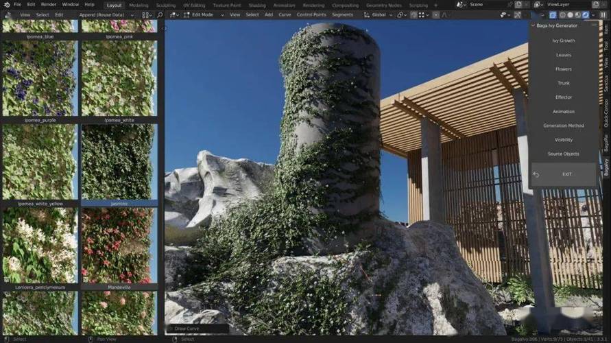 Blender插件-Baga Ivy Generator V1.0.3常春藤爬山虎植物模型生成工具,官方最新版! Blender插件-Baga Ivy Generator V1.0.3常春藤爬山虎植物模型生成工具,官方最新版! - 腿腿教学网