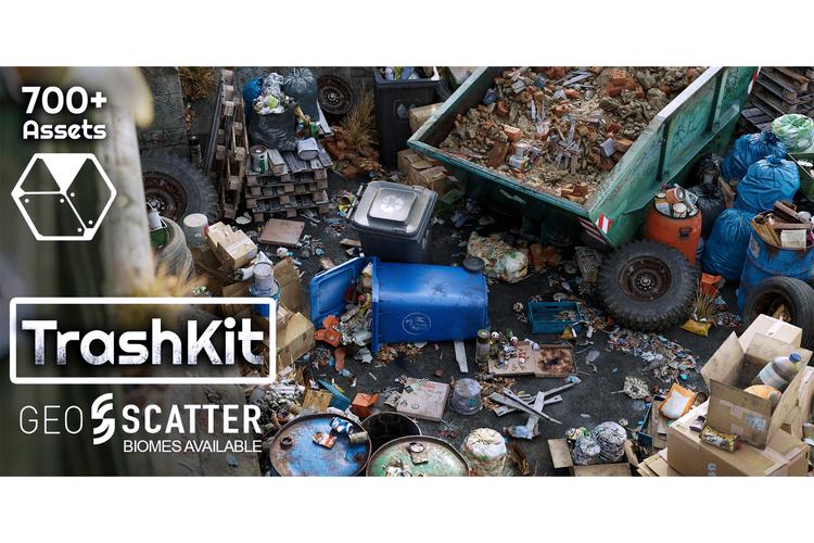 Blender插件 700种垃圾堆废品纸箱瓶子塑料袋罐子3D模型资产预设库Trash Kit – 3D Assetkit,官方最新版! Blender插件 700种垃圾堆废品纸箱瓶子塑料袋罐子3D模型资产预设库Trash Kit – 3D Assetkit,官方最新版! - 腿腿教学网