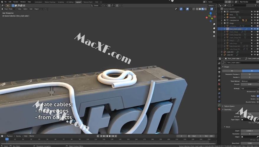 Blender插件 快速创建悬挂电缆线工具 Cablerator V1.4.7，附真实用户使用体验！ - 腿腿教学网