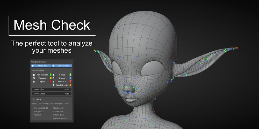 Blender模型检测优化插件 Mesh Check GPU Edition V0.3.0，官方最新版下载！ - 腿腿教学网