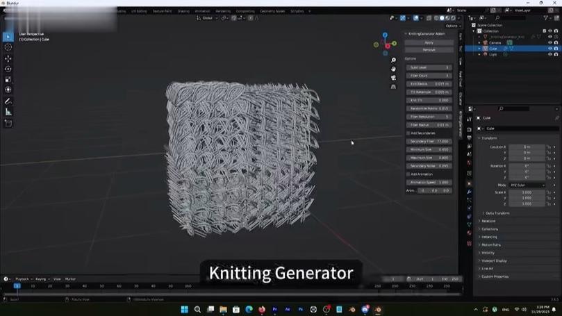 Blender插件 一键生成毛绒针织编织Knitting Generator，附详细介绍说明！ - 腿腿教学网