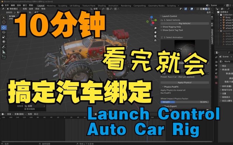 Blender插件 三维汽车模型自动绑定工具 Launch Control Auto Car Rig v1.5.1，官方最新版！ - 腿腿教学网