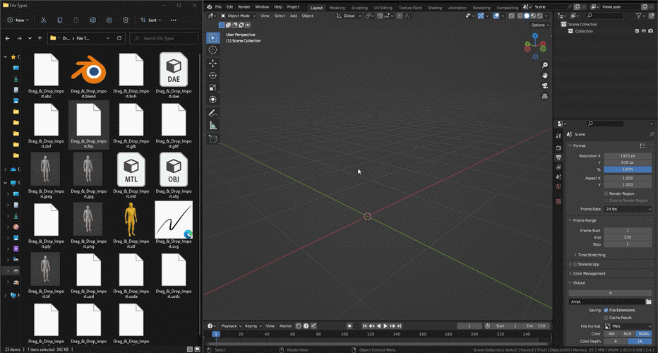 Blender插件 多种格式文件直接拖拽导入 Drag & Drop Import V1.04,官方下载! Blender插件 多种格式文件直接拖拽导入 Drag & Drop Import V1.04,官方下载! - 腿腿教学网