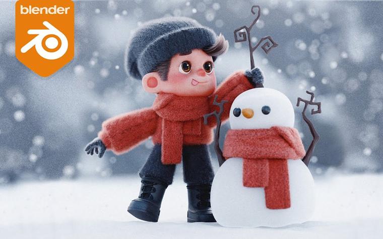 Blender预设 冬季小孩堆雪人场景 Sticks & Snow,附详细安装教程! Blender预设 冬季小孩堆雪人场景 Sticks & Snow,附详细安装教程! - 腿腿教学网