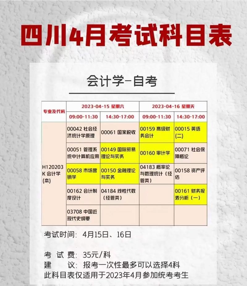 2024年4月自考科目安排及考试科目 - 腿腿教学网
