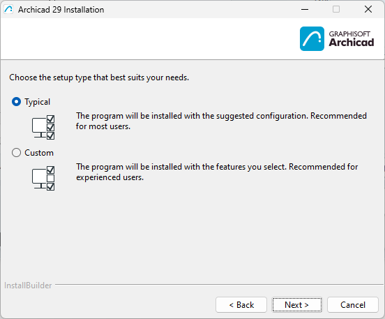 Archicad 29 Typical 与 Custom 组件选择界面