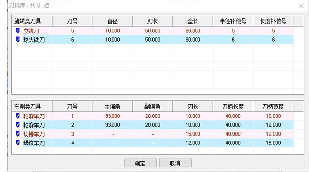 CAXA数控车刀具库管理界面示意