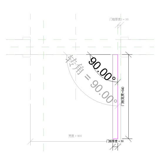 image.png 腿腿教学网-BIM等级考试二级建筑教程 |2.11 带角度平开门族实例