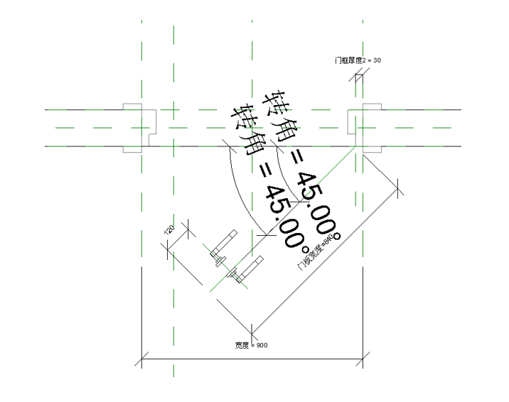 image.png 腿腿教学网-BIM等级考试二级建筑教程 |2.11 带角度平开门族实例