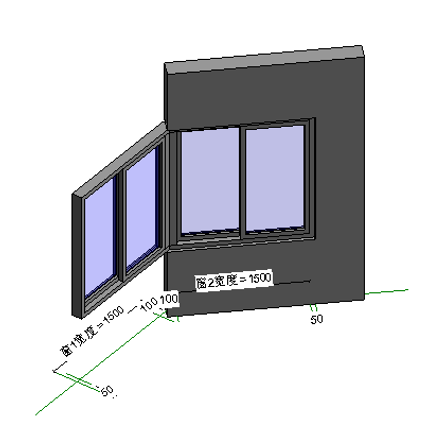 image.png 腿腿教学网-BIM等级考试二级建筑教程 |2.13 转角窗族实例