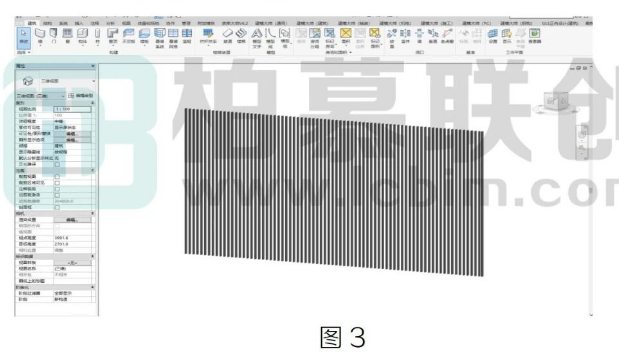 腿腿教学网-Revit中如何运用幕墙命令创建格栅墙面图文教程（文/HJZ）